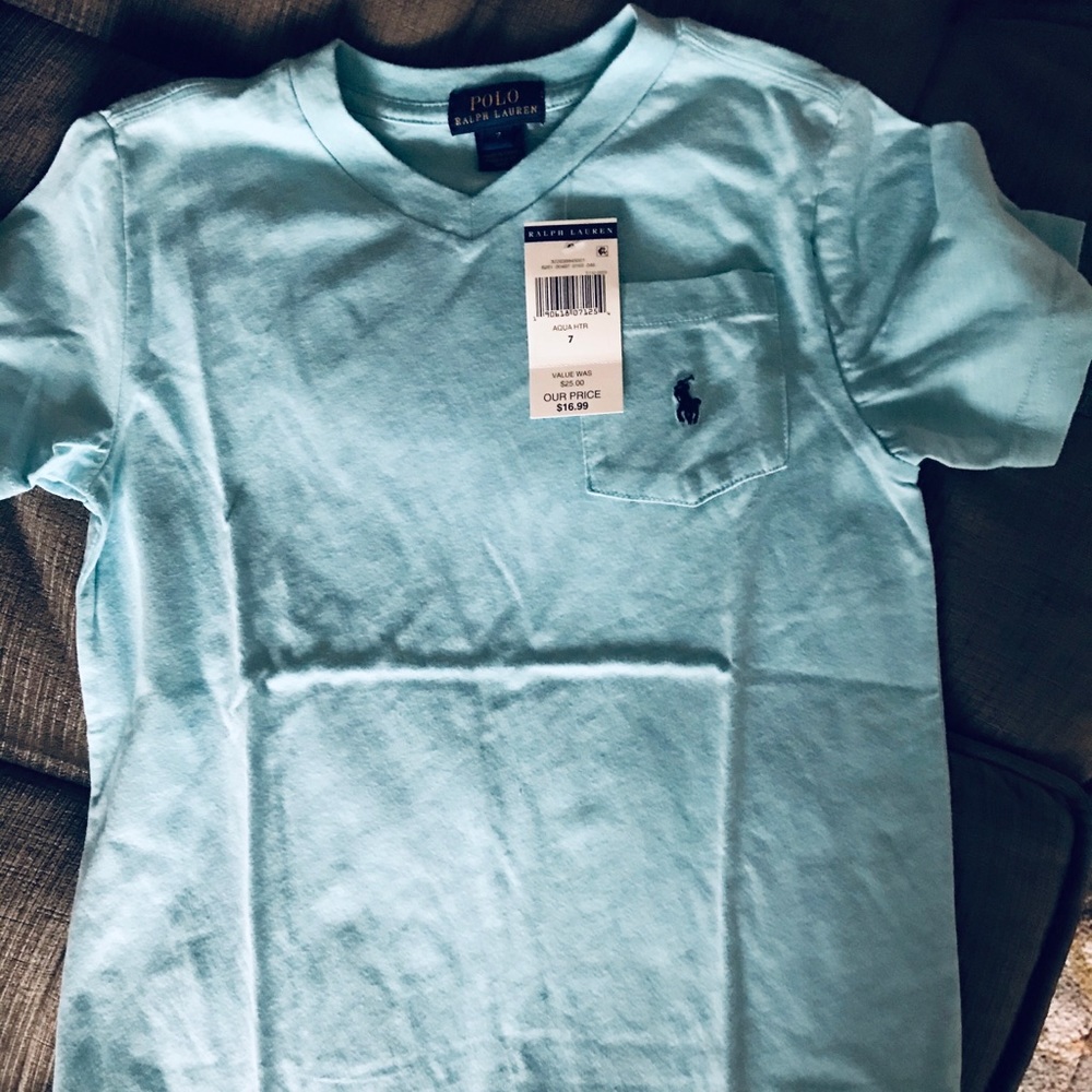 NWT Polo V Neck T-Shirt. Size 7.